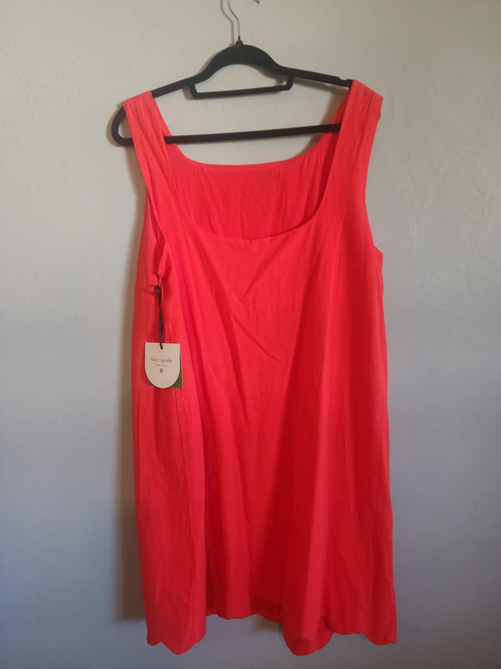 Kate Spade Red Sleeveless Midi Dress With Scalloped Hem